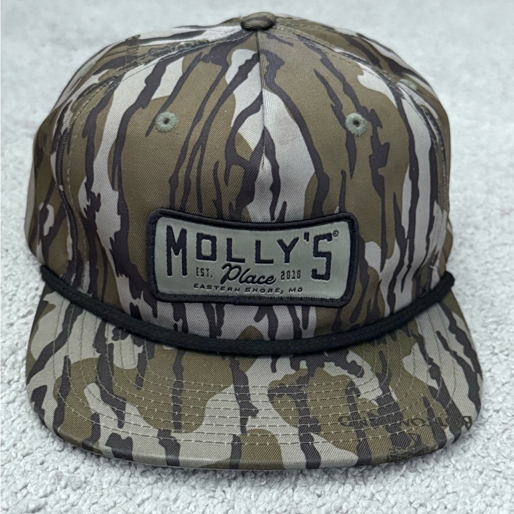 *LIKE NEW* Molly's Place Sporting Goods Camo Adjustable Hat w/ Black Cord